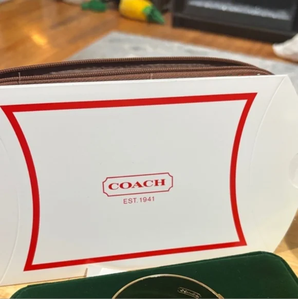 Coach Like New Gold and Brown Women's Bangle Bracelet - Picture 5 of 5